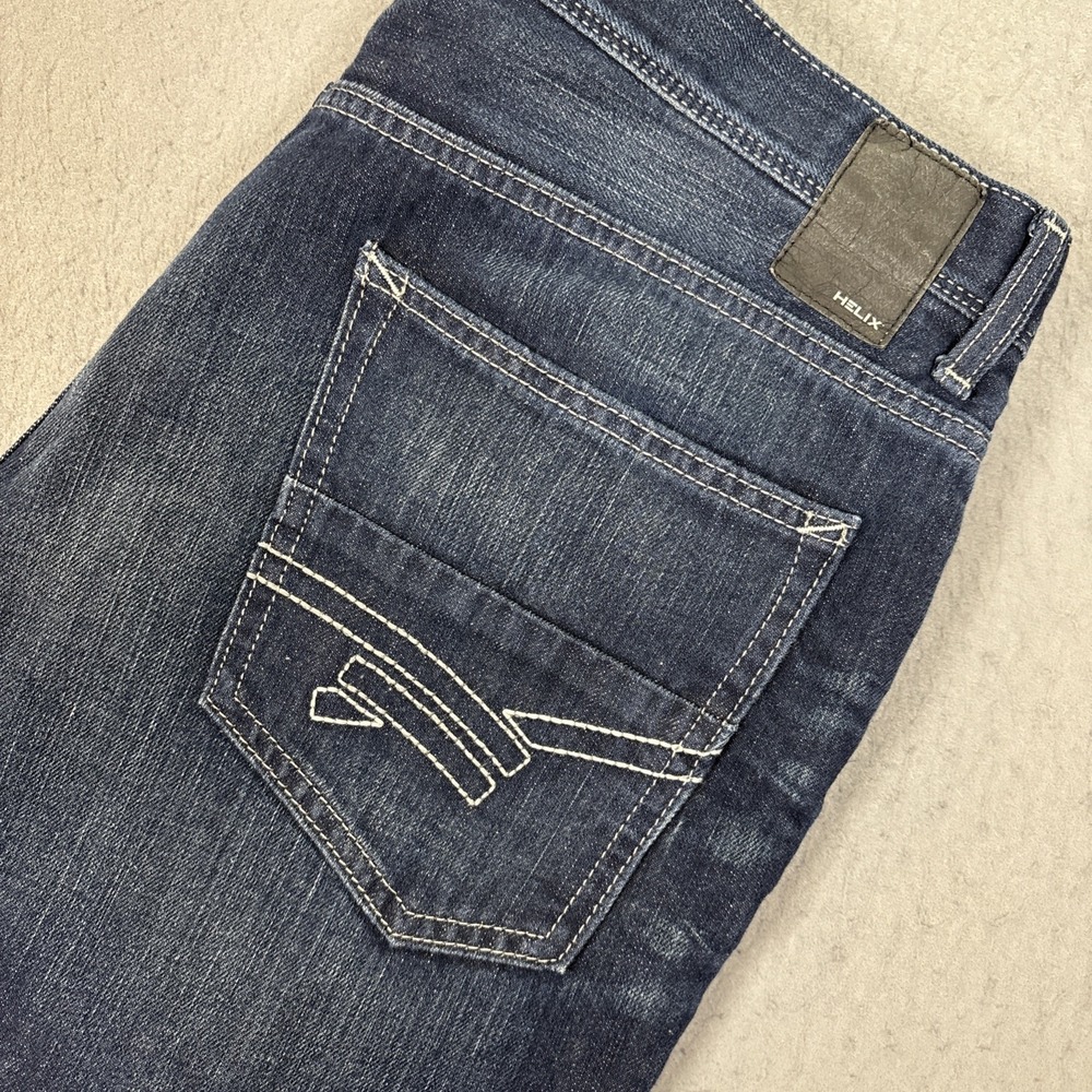 Helix Men's Slim Straight Jeans Whiskering Dark Wash 36W x 34L
